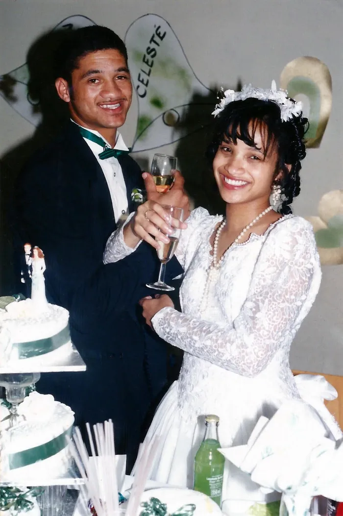 Morne and Celeste Nurse on their wedding day. SUPPLIED
