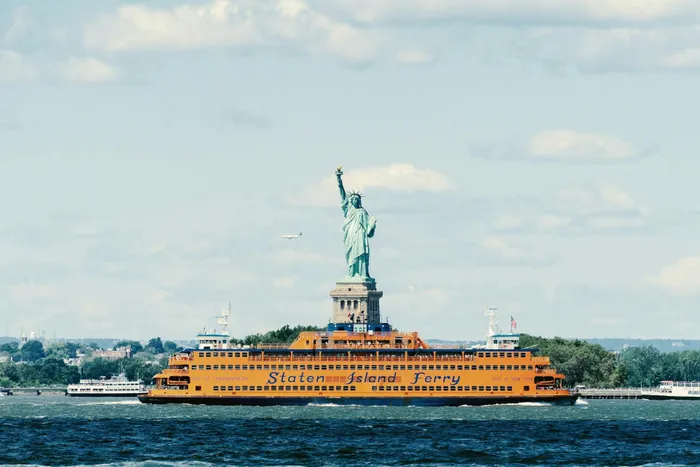 The Staten Island Ferry passes right by the Statue of Liberty.