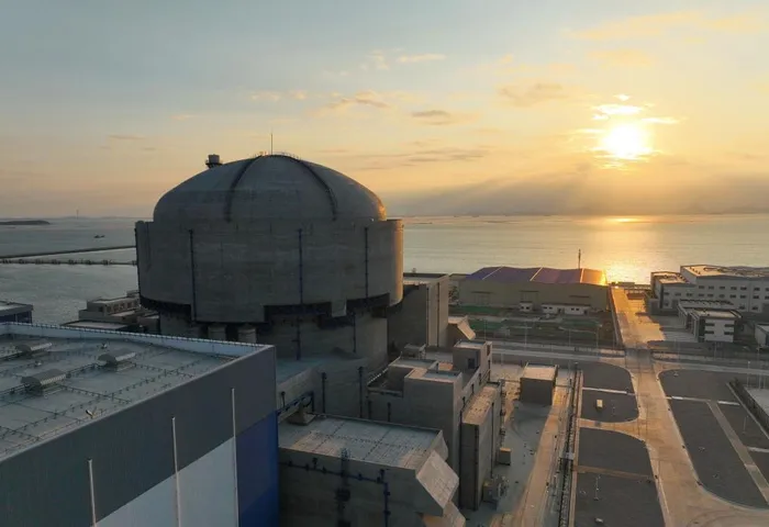 A drone photo taken on Jan. 1, 2026 shows a view of the second power generation unit of the Zhangzhou nuclear power project in Zhangzhou City, southeast China's Fujian Province.