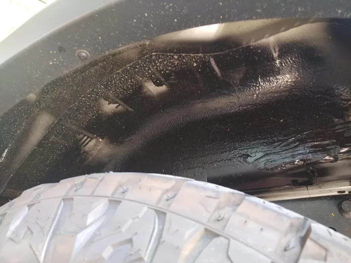 Pillay sent a picture showing the alleged repair on the inner wheel arch with a poor protective coating.
