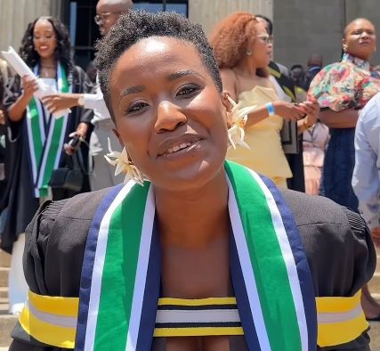 South African star Masasa Mbangeni celebrates academic achievement with an honours degree