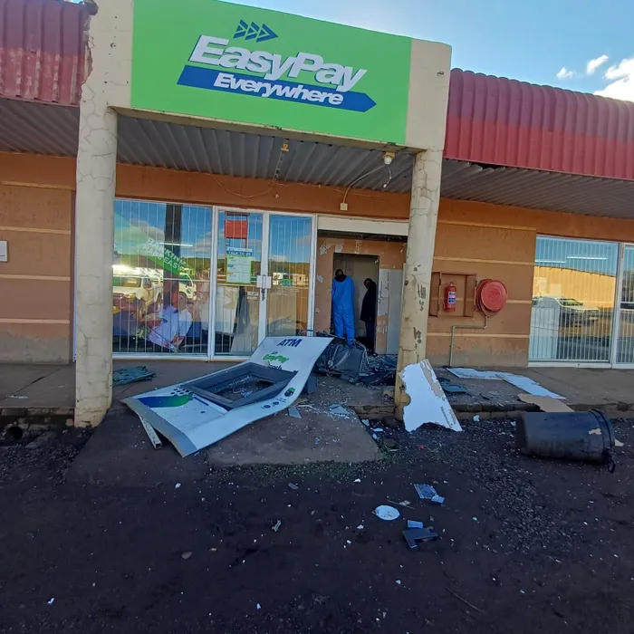 The scene where the ATM was bombed in Zeerust. 