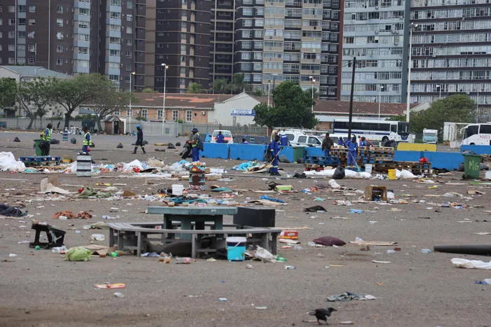 Clean-up operations are underway at the Durban Drive-In site