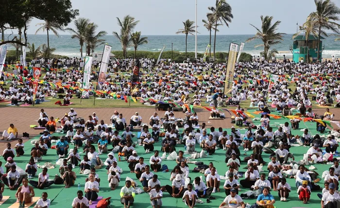Participants at the International Day of Yoga at the Durban Amphitheatre.