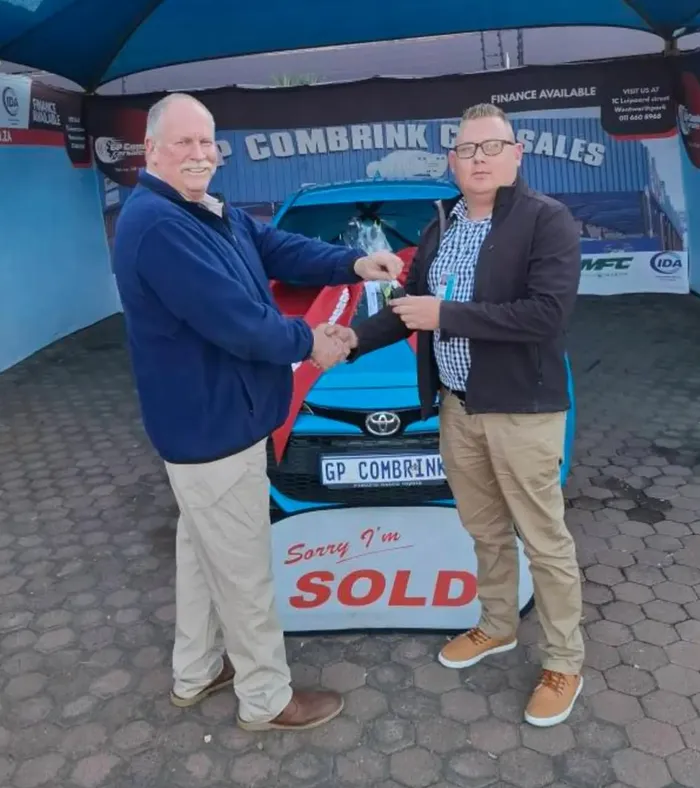 (On the right) Jan Joubert Jooste bought a 2019 Toyota Corolla from GP Combrink Car Sales CC at the end of 2025.