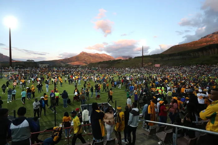 Fans invade the pitch after Kaizer Chiefs beat Stellenbosch FC on penalties to reach the MTN8 Semifinals during the 2022 MTN8 quarter-final match at Danie Craven Stadium in Stellenbosch