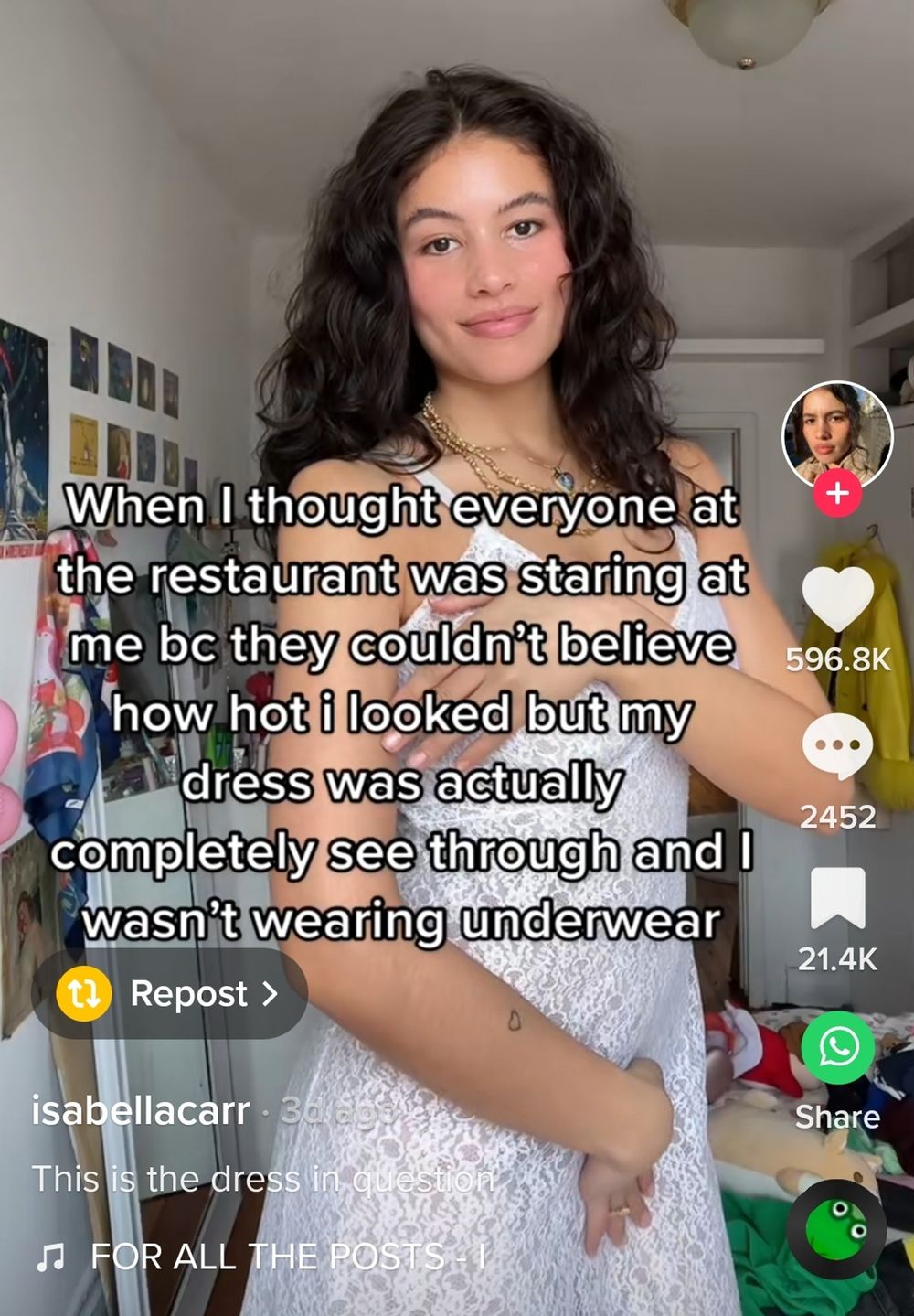 WATCH: TikToker wears see-through dress with no undies to restaurant ...