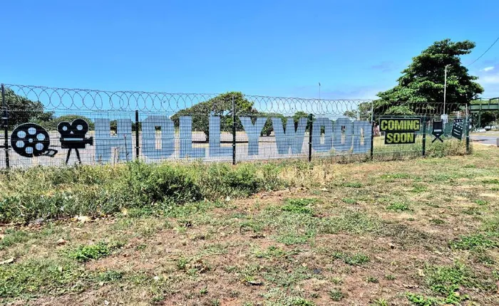 A sign that reads ‘Hollywood coming soon’ along Masabalala Yengwa Avenue. The site has been earmarked for a proposed multibillion-rand film studio complex. However a property rates dispute between developer Anant Singh and the eThekwini Municipality has led to delays.