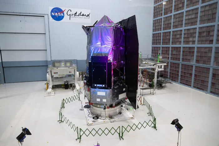 The Nancy Grace Roman Space Telescope is unveiled to the public at NASA's Goddard Space Flight Center in Greenbelt, Maryland on April 21, 2026.