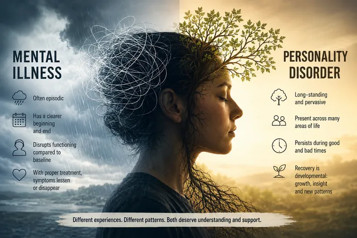 The difference between mental illness and personality disorder is often misunderstood.