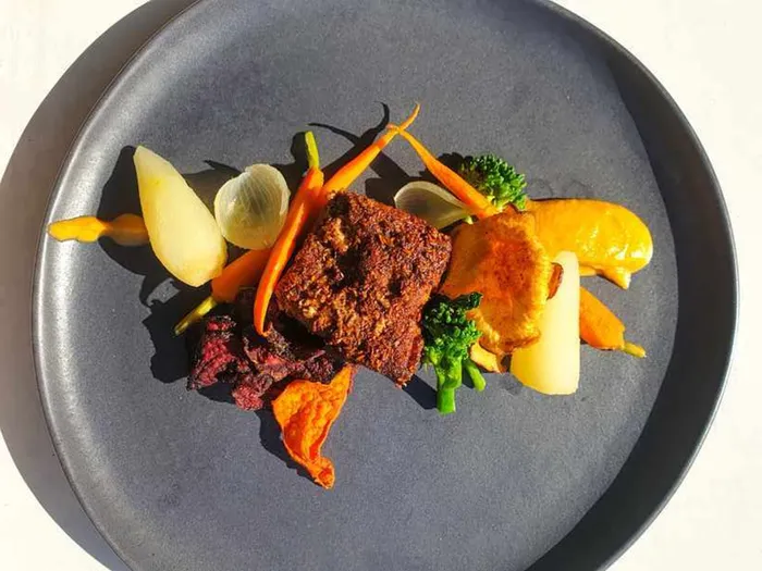Pork fillets with orange and star anise sweet potato. Picture: Supplied