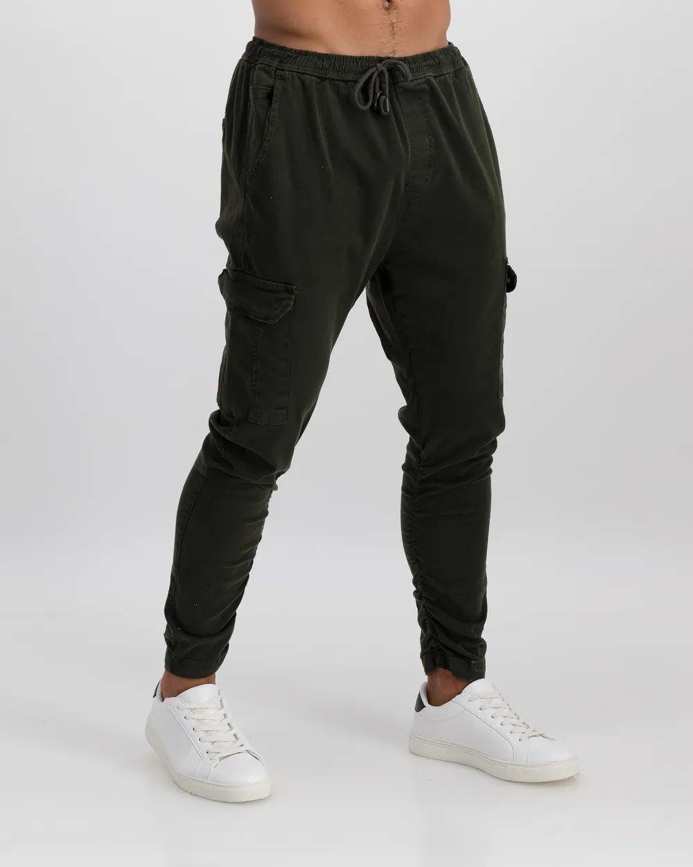 Slim leg cargo pants.