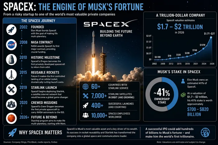 SpaceX will rocket Elon Musk's fortune upwards.