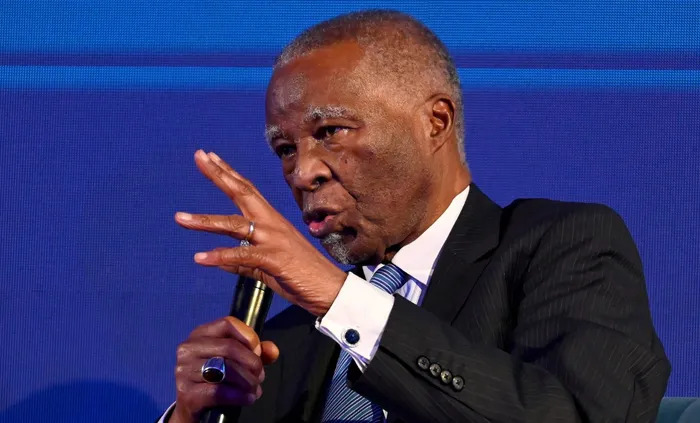 Former president Thabo Mbeki speaking during the 16th Thabo Mbeki Africa Day Lecture at the Century City Conference in Cape Town. 