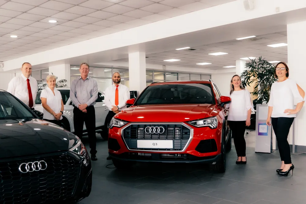 Management Team – from left: Paul Spruyt, New Vehicle Sales Manager; Dorietha Gouws, Pre-owned Sales Manager, Audi Pre-owned Wonderboom; Phillip Clough, Divisional Executive, Bidvest McCarthy Audi; Kristof Seeger, Pre-owned Sales Manager; Andelene Viljoen, Service Manager; Gwen Pienaar, Parts Manager.