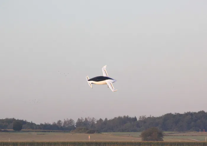An handout picture from Munich flying taxi startup Lilium shows its five-seater prototype