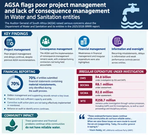 Auditor-General flags project delays, weak financial controls in water entities