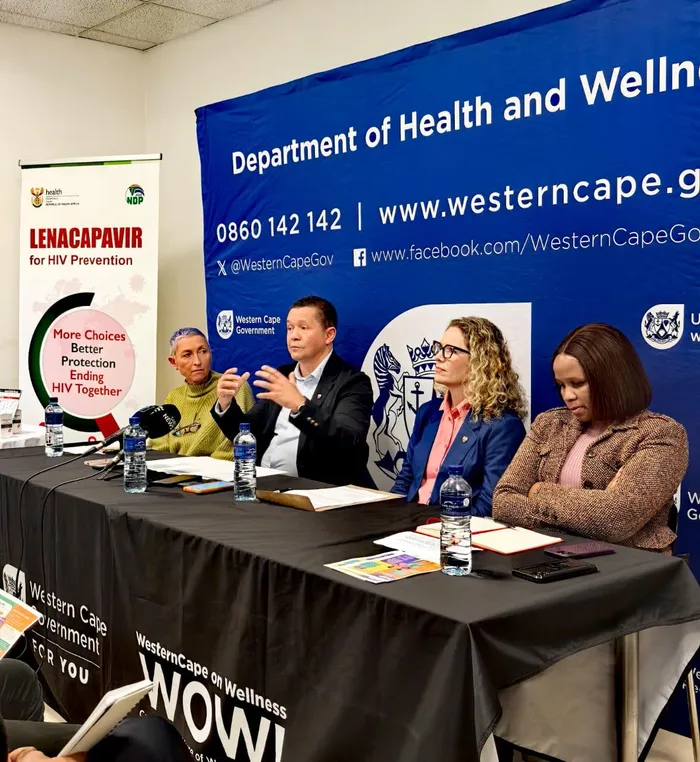 Professor Linda-Gail Bekker, Director of the Desmond Tutu HIV Centre at the University of Cape Town; Dr Keith Cloete, Head of Department: Health and Wellness; Mireille Wenger, Western Cape Minister of Health and Wellness; and Amelia Mfiki, Co-Chairperson of the Provincial Council on AIDS and TB.