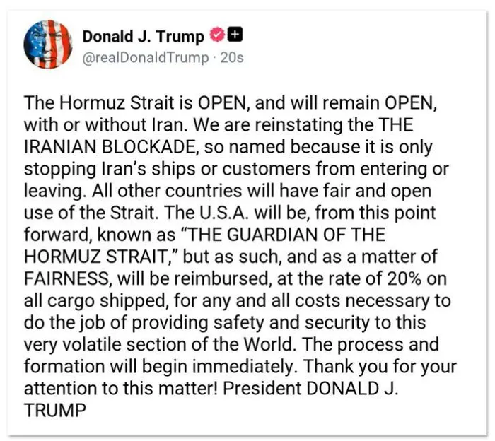 Donald Trump's post on the Truth platform.