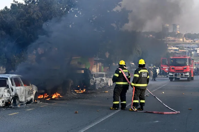 In  Gauteng, firefighters battled a blaze in Orlando West. 