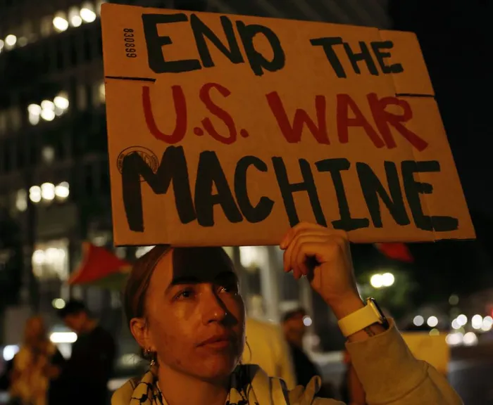 People protest against U.S. military attack on Iran in Los Angeles, the United States, on