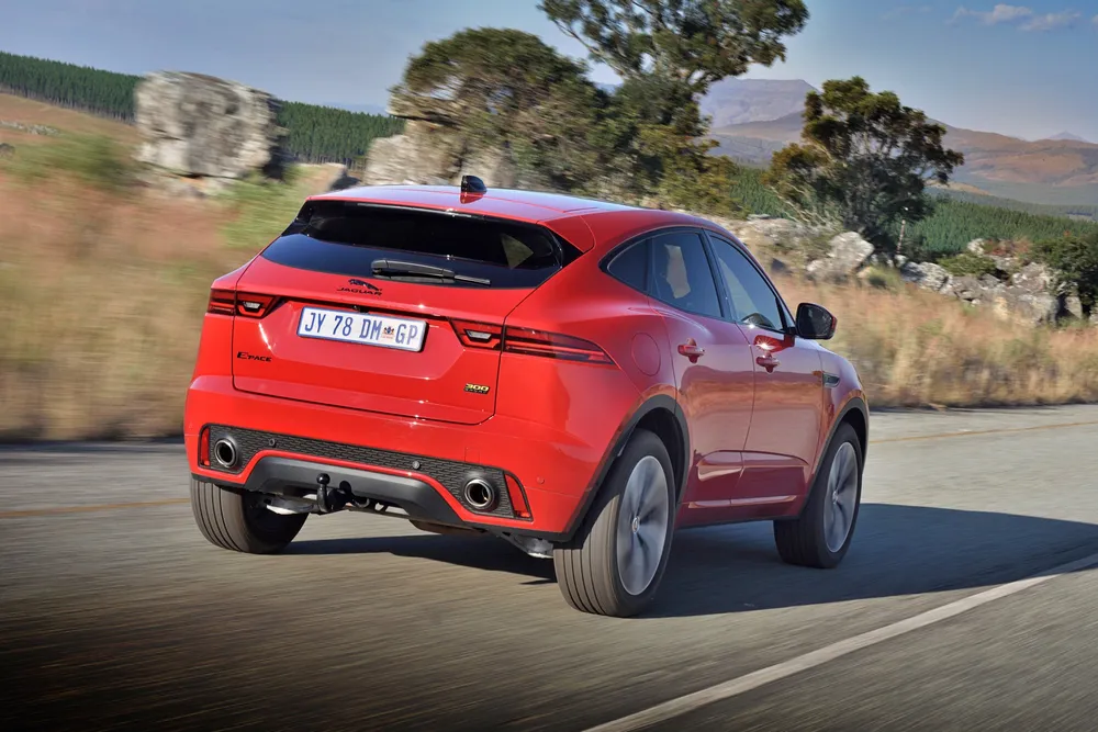 2021 Jaguar E-Pace comes as a plug-in hybrid (PHEV) or you can go for the thundering 221kW P300 Sport version shown here