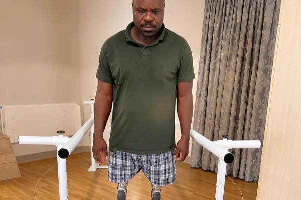 Strand resident Tashinga Skepa during his rehabilitation exercises.