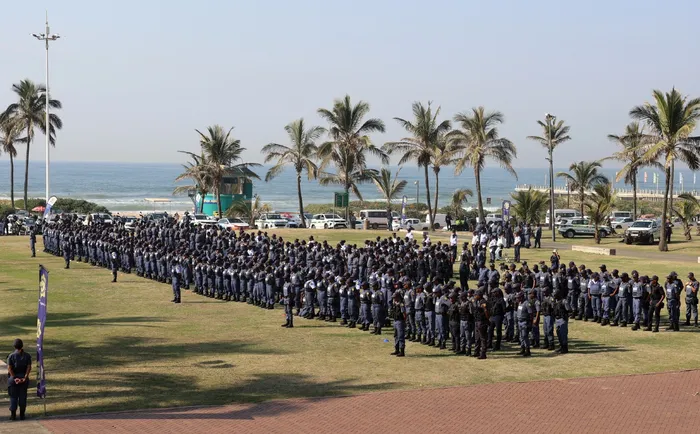 Troops which will police June 30 marches during a multidisciplinary law enforcement state of readiness parade at the Durban amphitheatre.
