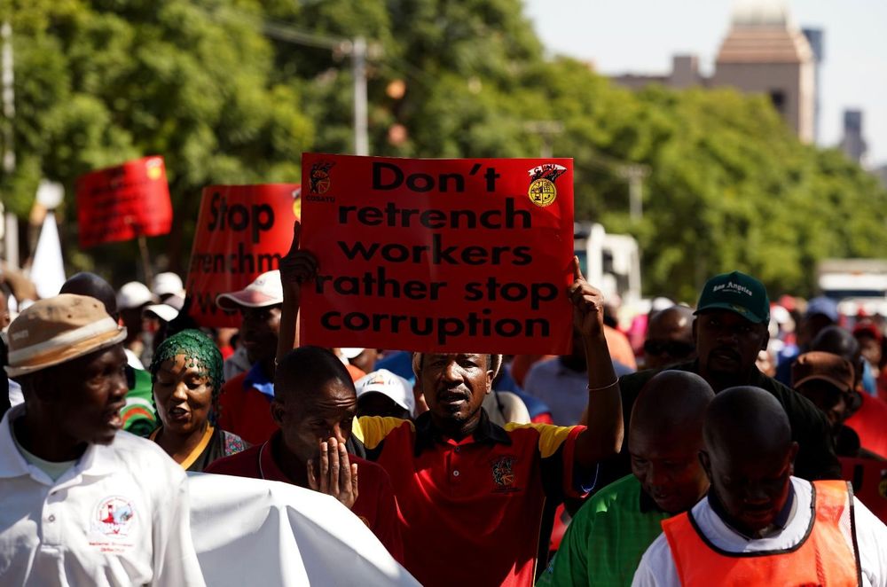 South African Post Office workers protest for salary increases and job security