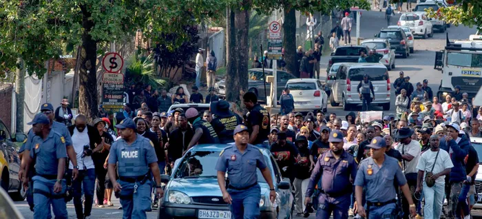 Hundreds of members and supporters of Labour Laws Enforcement marched in Overport on Thursday calling for stricter enforcement of South Africa's labour laws, greater employer accountability, and stronger protection of workers' rights. The march began at Malls Tiles to Star Meats on Sparks Road. There was a heavy police presence monitoring the situation.