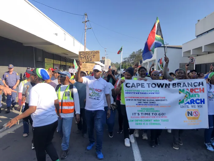 March and March members protested in Wynberg on Saturday as demonstrations against undocumented foreign nationals spread to several communities ahead of the planned June 30 action. 