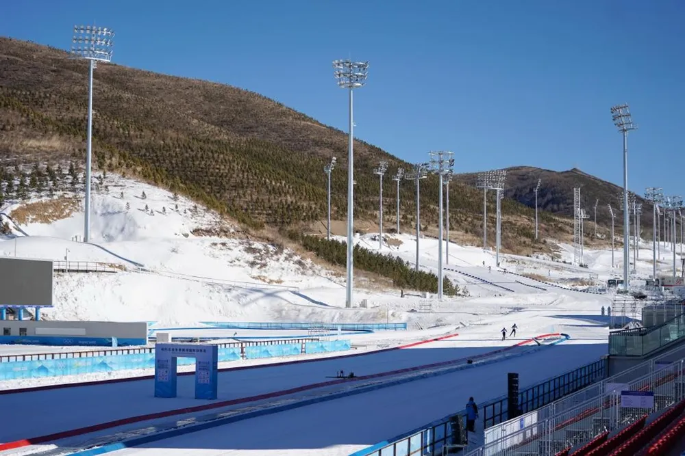 Participants conduct test on the track during the biathlon international training week at the National Biathlon Center in Zhangjiakou competition zone of the Beijing 2022 Olympic and Paralympic Winter Games, in Zhangjiakou, north China's Hebei Province, Pic: Xinhua/Mu Yu
