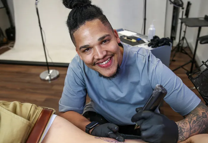 Athal-John Rhode’s tattooing skills have taken him beyond the borders of South Africa. LEON LESTRADE African News Agency (ANA)