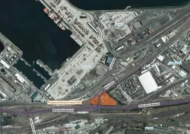 The proposed site location for the Paarden Eiland Desalination Plant.