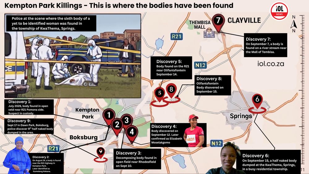 Tracking the Kempton Park Killings | Where the 9 bodies have been found - IOL