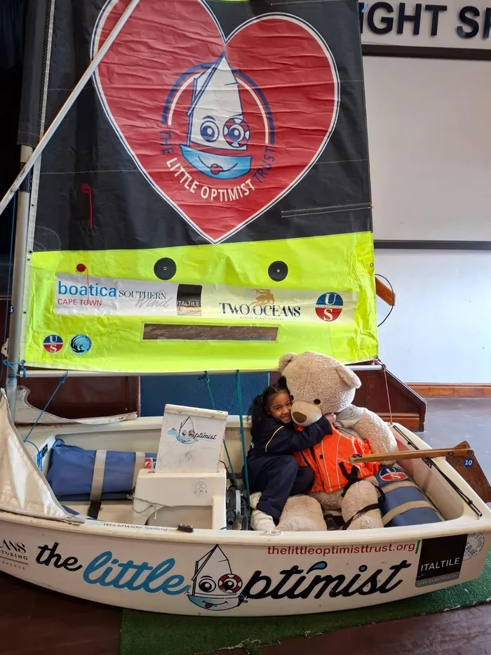 Jessie van Neel from Kronendal Primary School checking out The Little Optimist.