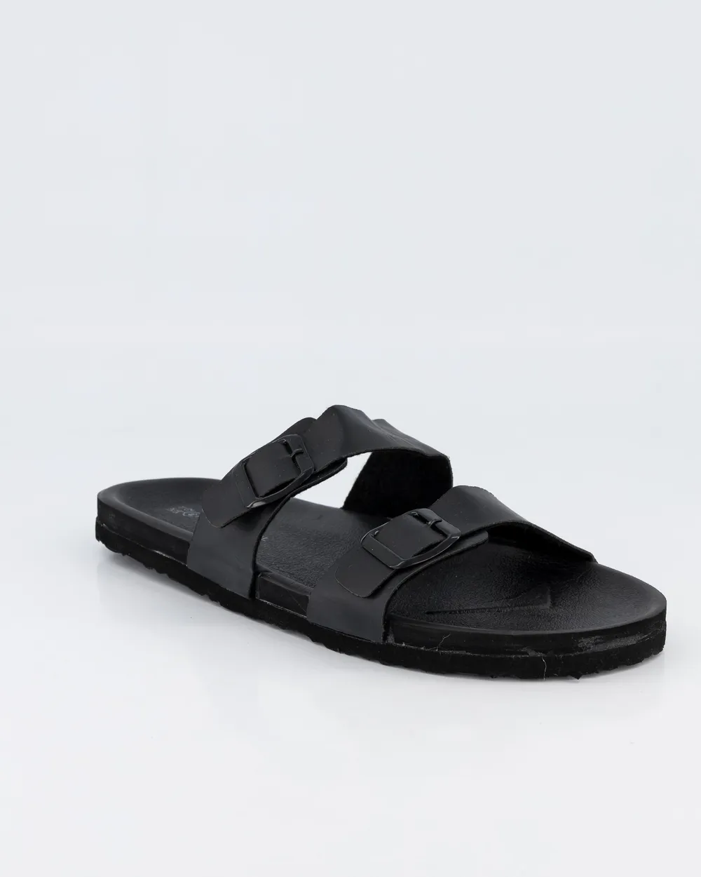 Double Buckle strap sandal in black - R299