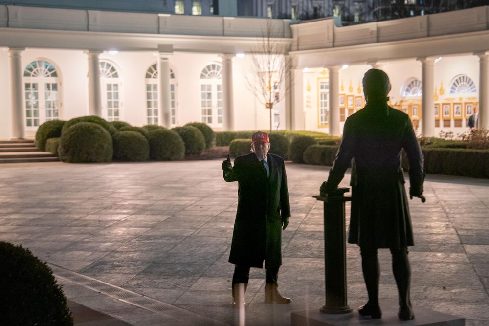 Trump installs Thomas Jefferson statue in the Rose Garden