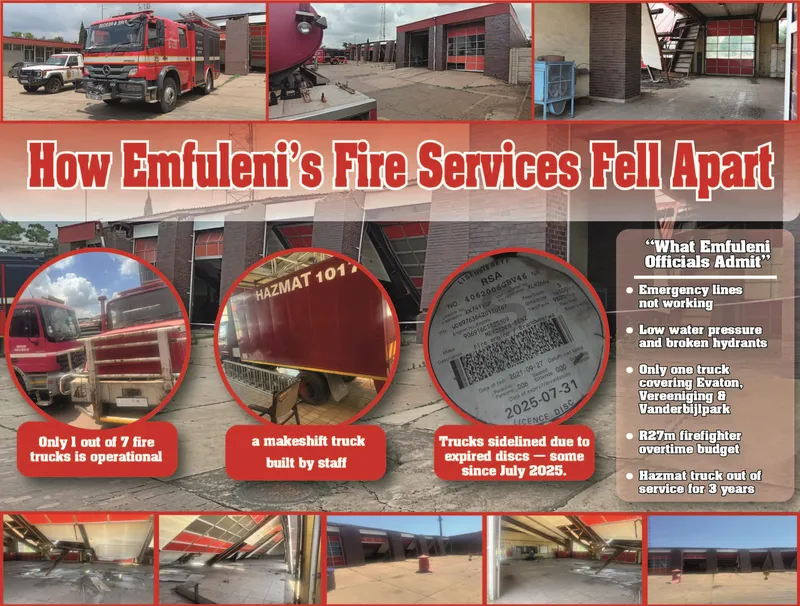 Emfuleni's Fire Service in ashes: only one truck available to serve nearly 800 000 residents