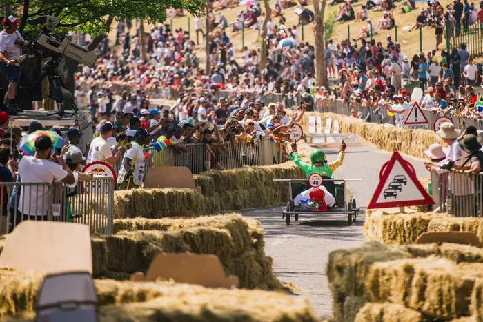 A participant performs during Red Bull Box Cart Race in Johannesburg, South Africa on September 16, 2018. Picture: Wayne Reiche/Red Bull Content Pool