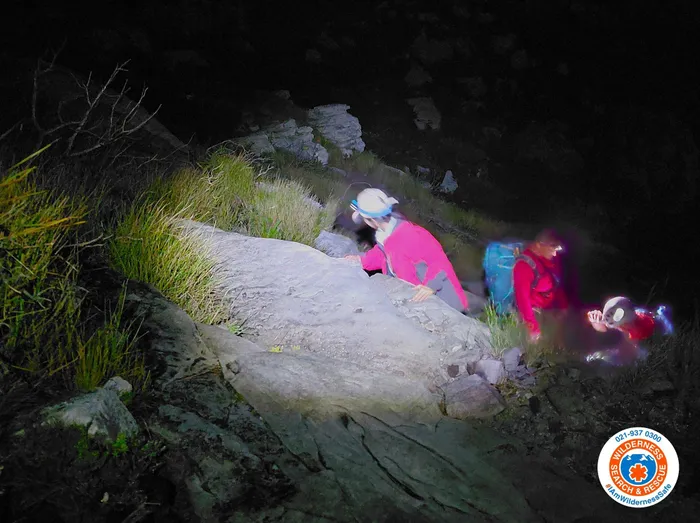WSAR rescuers worked to safely guide a stranded Chinese tourist off the India Venster route on Saturday night.