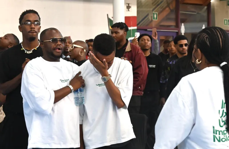 Emotional tributes at the memorial service for Bravo Le Roux