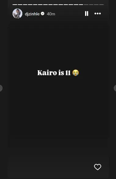 DJ Zinhle took to her Instagram Stories to let her fans know that her daughter Kairo is growing up. 