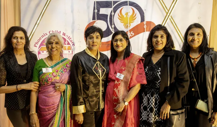Bharitha Harilall, from left, Saras Perumal, Dr Yugi Nair, Aroona Chetty, Rookshana Harisanker and Denise Anthony. 