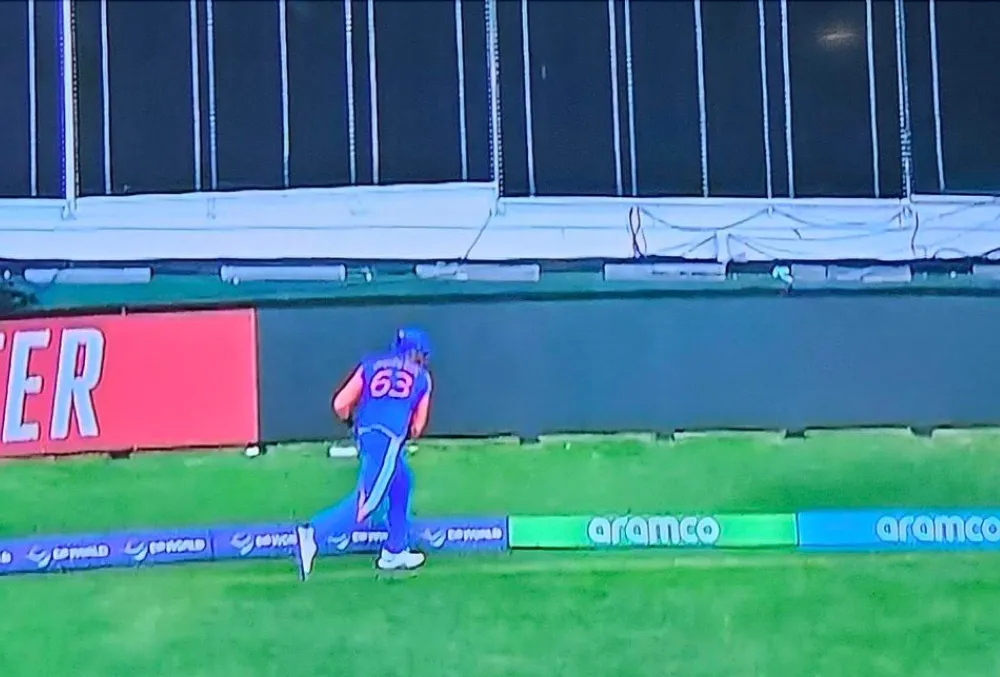 A screenshot of where the boundary had been moved in the T20 World Cup final between India and South Africa