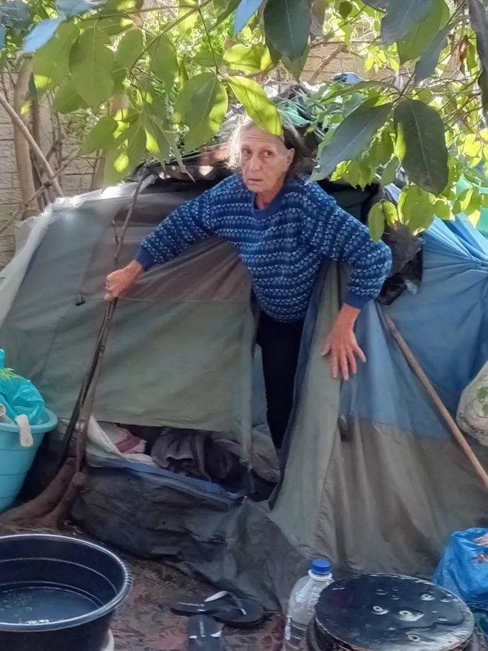 A 66-year-old woman who had been living in a makeshift tent behind an electrical substation on church property in New Germany, Durban, has been rescued and placed in a safe home. 