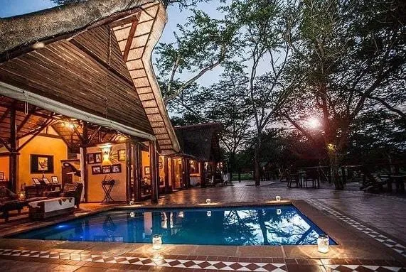The restaurant and lounge area at The elephant Lodge at Thula Thula Private Game Reserve. 