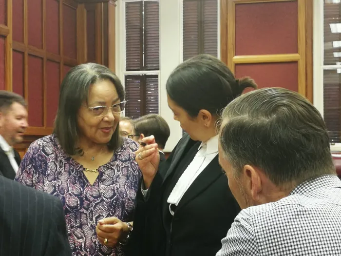 GOOD party leader Patricia De Lille and her supporters were at the high court in Cape Town where she is seeking an interdict against the Democratic Alliance to stop the party from instructing tele-canvassers to tell voters that she was fired as Cape Town mayor. Picture: Chantall Presence/African News Agency (ANA)