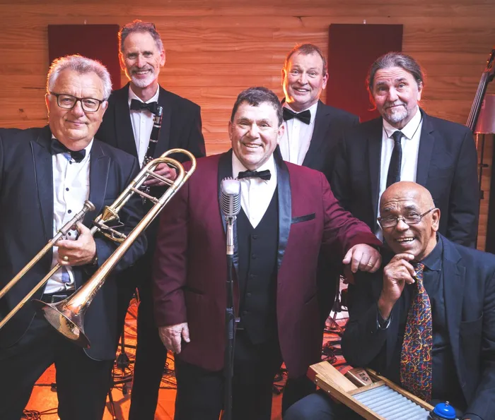 From left are special guests musicians, Speedy Kobak and Matthew Reid, along with the David Ricky Quartet band of David Ricky, Colin Brown, Tony Drake and Johnny Baatjies.

