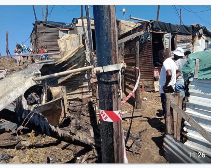 At least 17 shacks at the Dakota Beach informal settlement were gutted by a fire in the early hours of Sunday morning. Picture: Facebook